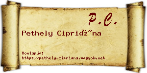 Pethely Cipriána névjegykártya